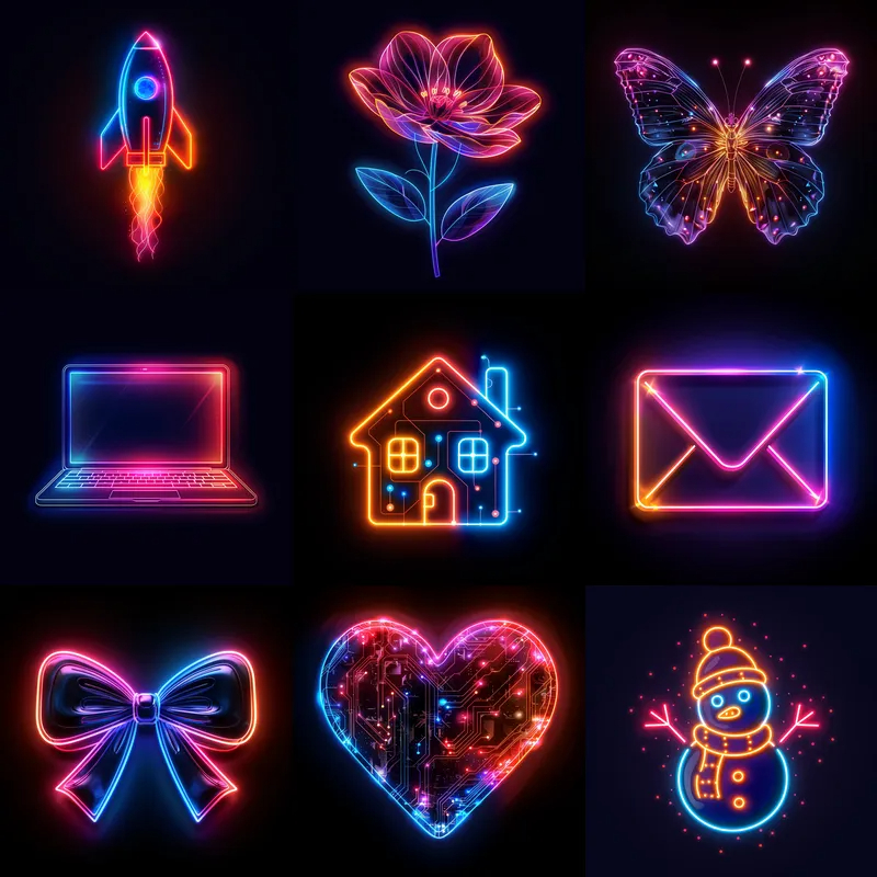 Neon Lineal Icons Prompts for Gemini - Image 5