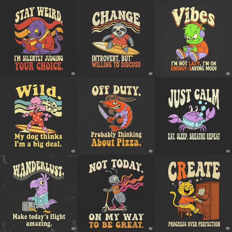 Sarcastic Quote Tshirt Designs Prompts for Grok - Image 5